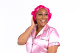 Mummy and Me Reversible Satin bonnets (Hot pink/pink)